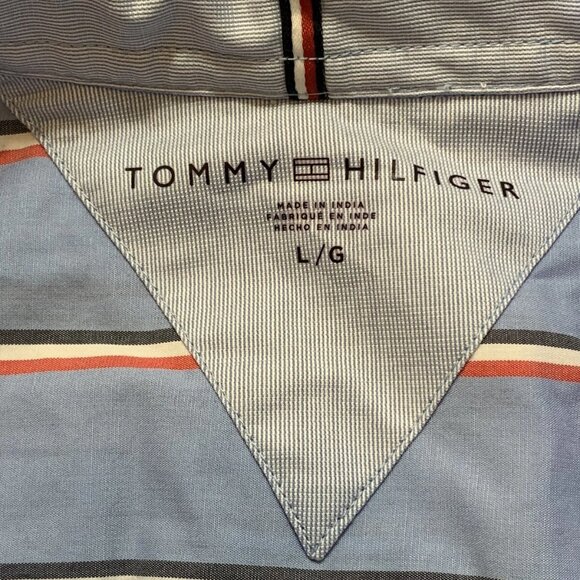 Tommy Hilfiger Long Sleeve Button Up Multicolored Stripes Blue Shirt Large - Picture 3 of 3